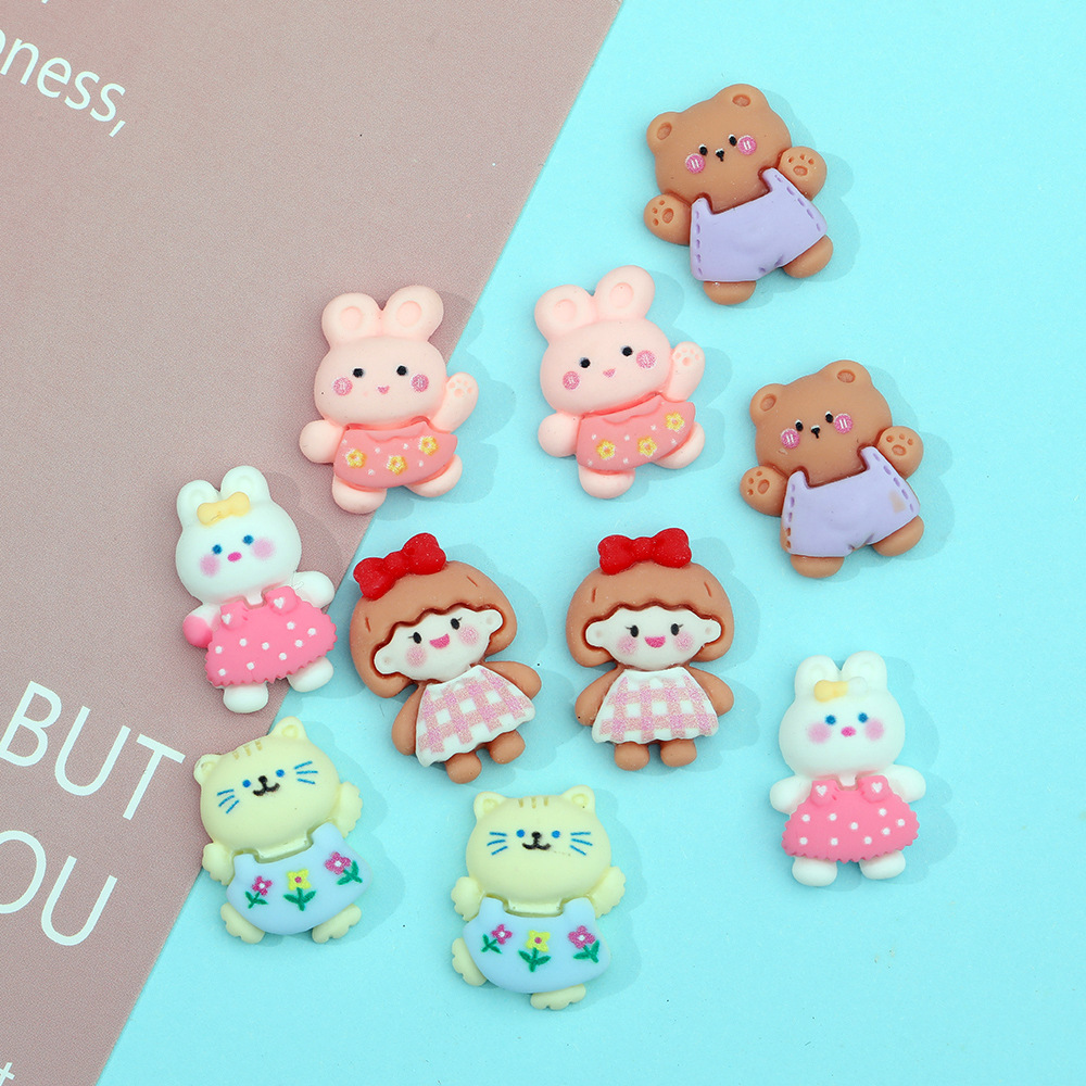 Cartoon animal conejito DIY resina accesorios pegamento crema teléfono móvil Shell agujero zapatos hebilla accesorios para el cabello parche material al por mayor