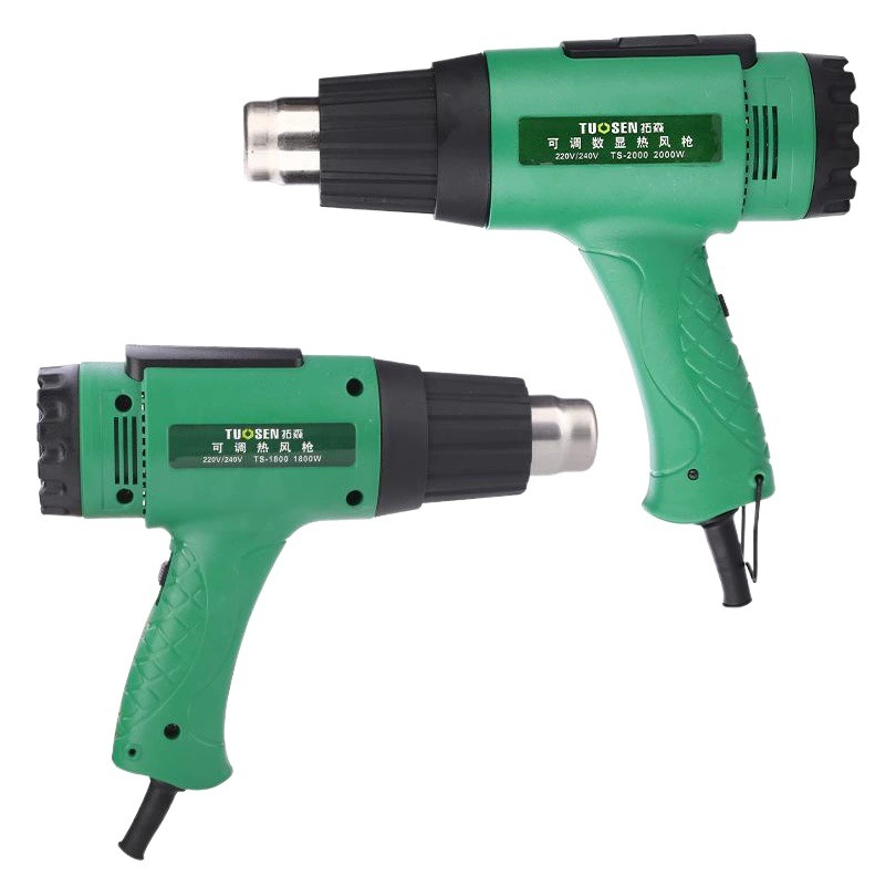 Tuosen Tools Промышленный Термофен Автомобильный пистолет для выпечки пленки Цифровой дисплей Вентилятор горячего воздуха Высокотемпературный ручной термоусадочная пленка Воздушный пистолет