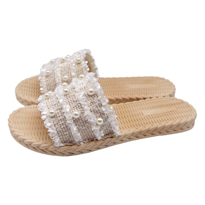 2025 интернет-тапочки знаменитостей, домашние дорожные тапочки с имитацией соломы, летняя верхняя одежда, пляжные сандалии на плоской подошве в этническом стиле