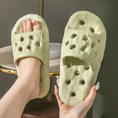Lotus root leaking bathroom non-slip summer dual-purpose women's eva home thick-soled slippers with poop feeling for men wholesale