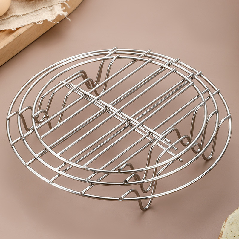 Stainless Steel Steaming Rack Kitchen Household Cooking Steaming Rack Four-legged Heat Insulation Water-proof Steaming Lattice Bread Partition Steaming Plate Steaming Rack