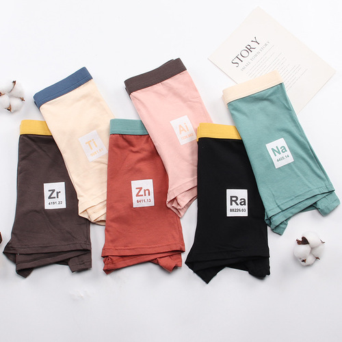 Teen boxer briefs, periodic table print men's underwear, boxer briefs, pure cotton pants wholesale