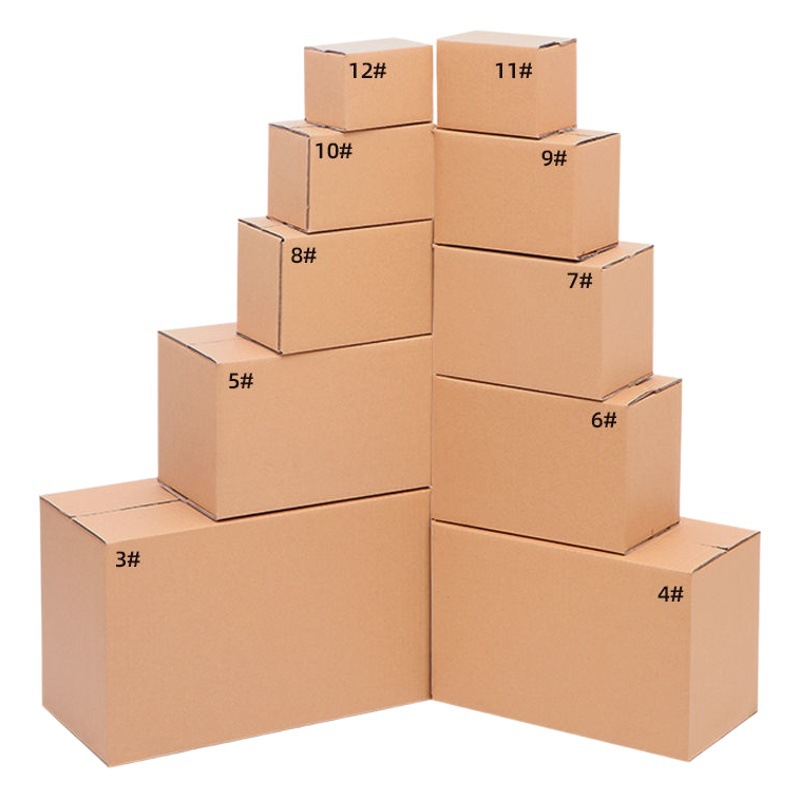 En stock caja de cartón de embalaje de cartón expreso 1-12 postal caja de embalaje de cartón Kraft caja de movimiento extra duro
