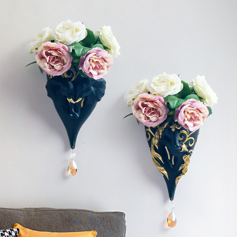 Luz nórdica lujo Eros decorativo colgante de pared jarrón creativo hogar pared decoración Fondo pared jarrón de flores secas colgante de pared