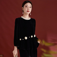 真丝源头工厂设计感秋季新款长袖衬衫真丝丝绒高级感女款上衣1987