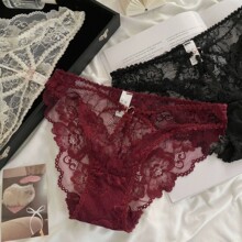 灿若桃花~新款日系蕾丝内裤纯欲风镂空透气纯棉裆性感女士三角裤