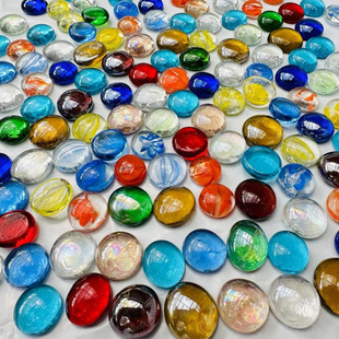 Colorful Small Stones Mixed with Glass Flat Beads Transparent Glass Stone Hydroponic Fish Tank Decoration Landscaping Aquarium