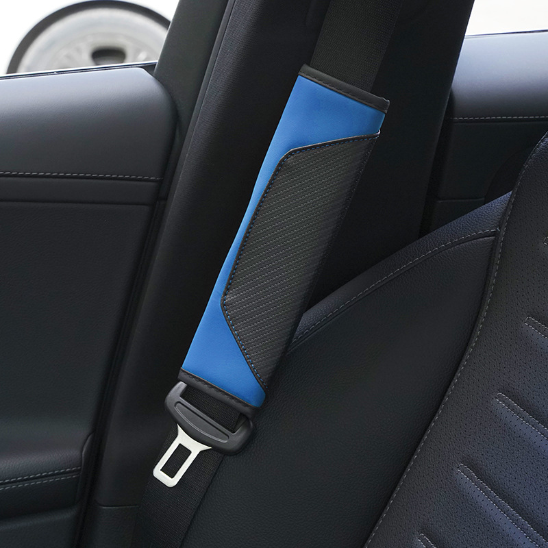 New car seatbelt protector made of leather and carbon fiber, two-tone stitching, seatbelt shoulder pad, cross-border Amazon