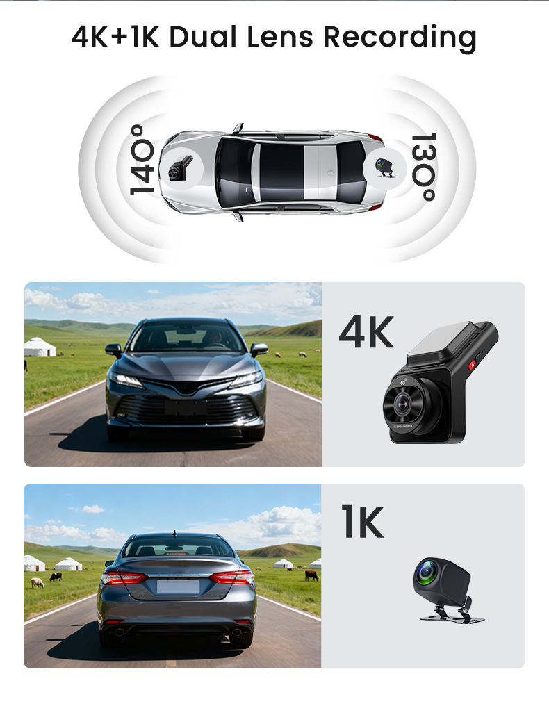 Cross-Border High-Definition Driving Recorder 4g Remote 24-Hour Parking Monitoring Adas Intelligent Driving Bsd Blind Spot Monitoring Wf Connectivity