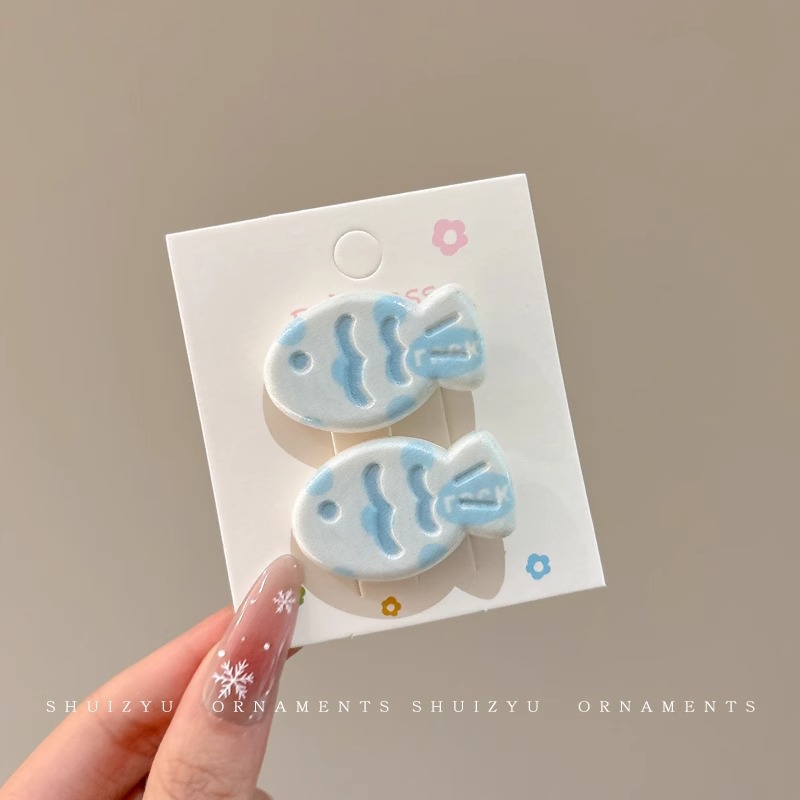 Pequeño pez de color clip para el cabello de la mujer adorable clip para el cabello de pestaña lateral dulce multifacé frente rotura clip para el cabello de boca de pato