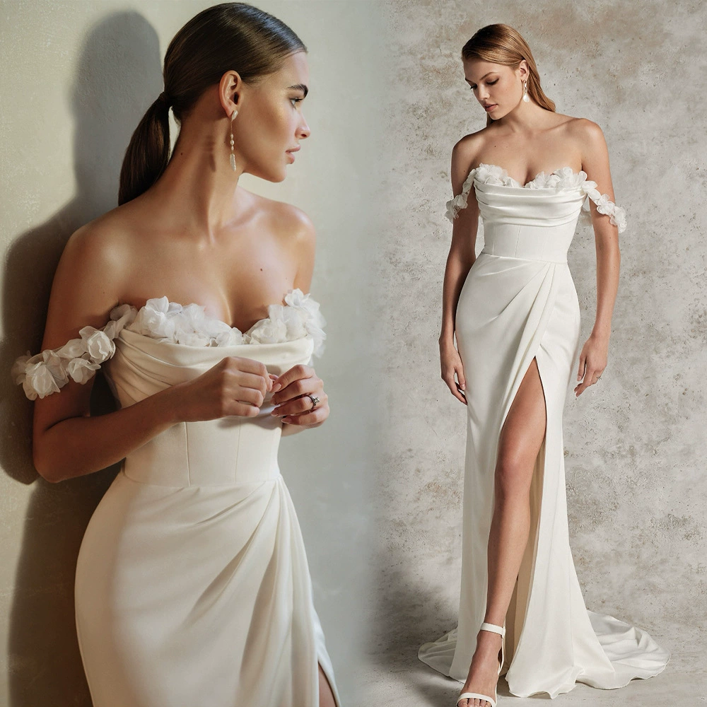 White wedding dress, french style, "fish tail" cut, lace dress