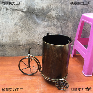 Retro industrial style trash can office large American loft shop bar hydrant type outdoor with lid