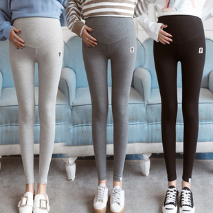 Pregnant women's summer clothing new nine-point leggings nine-point high waist kitten thin elastic abdominal pants pregnant women's pants