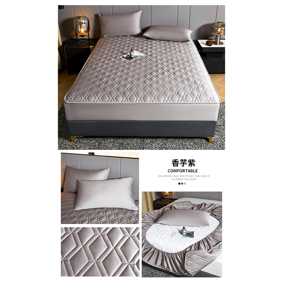 Cama de algodón 60S cubierta de colchón de una sola pieza cubierta de cubierta