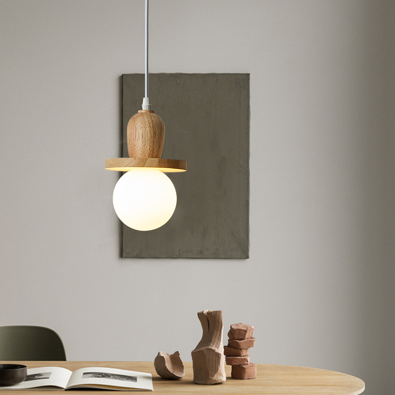 Lámpara de Techo Pequeña de Alta Gama, Estilo Madera Natural, Creativa, de una Sola Cabeza, para Barra, Pasillo, Entrada, Dormitorio, Mesita de Noche