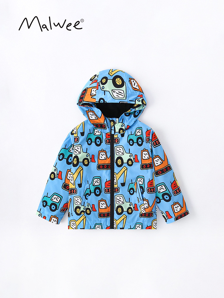 Malwee gabardina para niños Primavera y otoño nuevos niños europeos y americanos guapos impresos abrigo infantil de manga larga