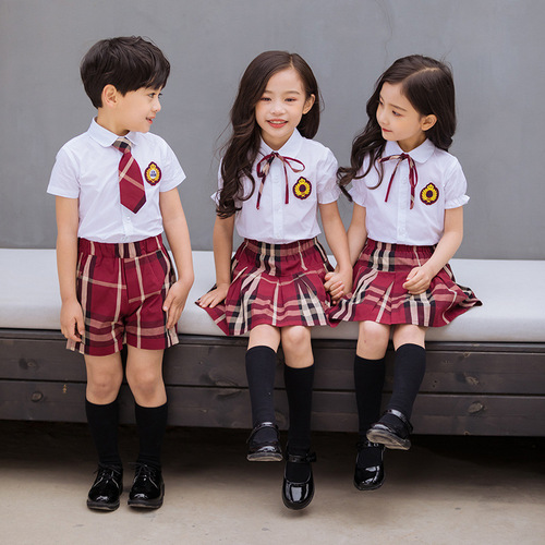 School uniform summer performance suit for elementary students, kindergarten uniform, British style set, dance costume, performance suit, graduation suit