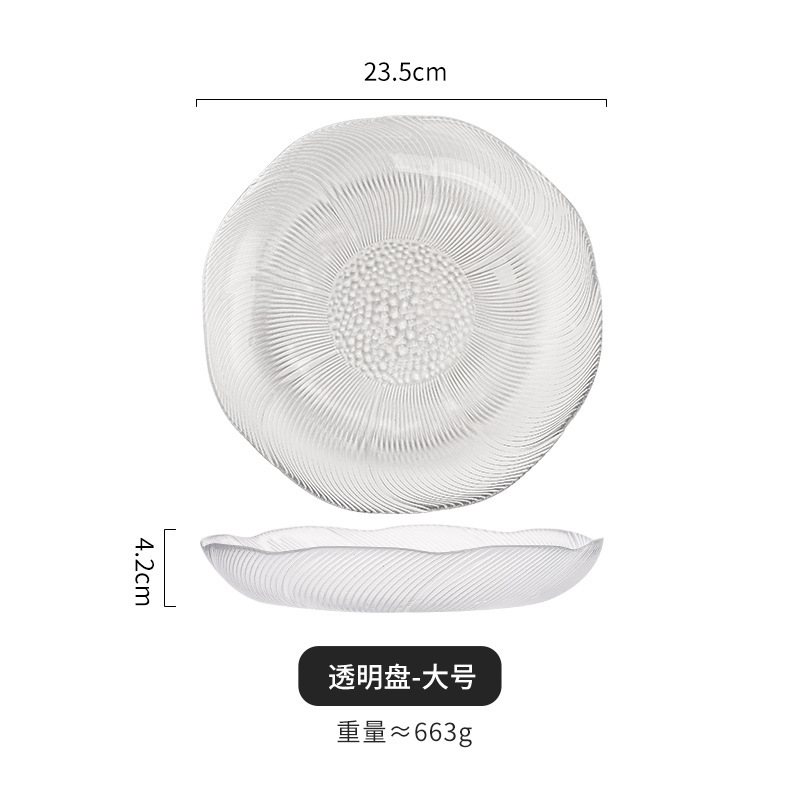 Juego de Platos y Tazones de Vidrio de Vidrio Diseño con Rayas para Ensaladas y Frutas