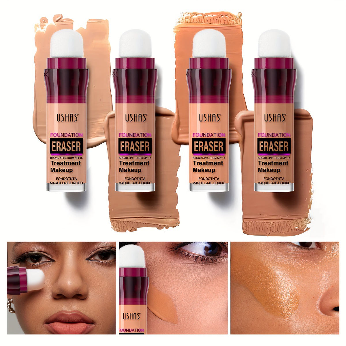 USHAS Corrector de punto transfronterizo europeo y americano Corrector de cabeza de esponja Maquillaje claro, hidratante y delicado UC009A