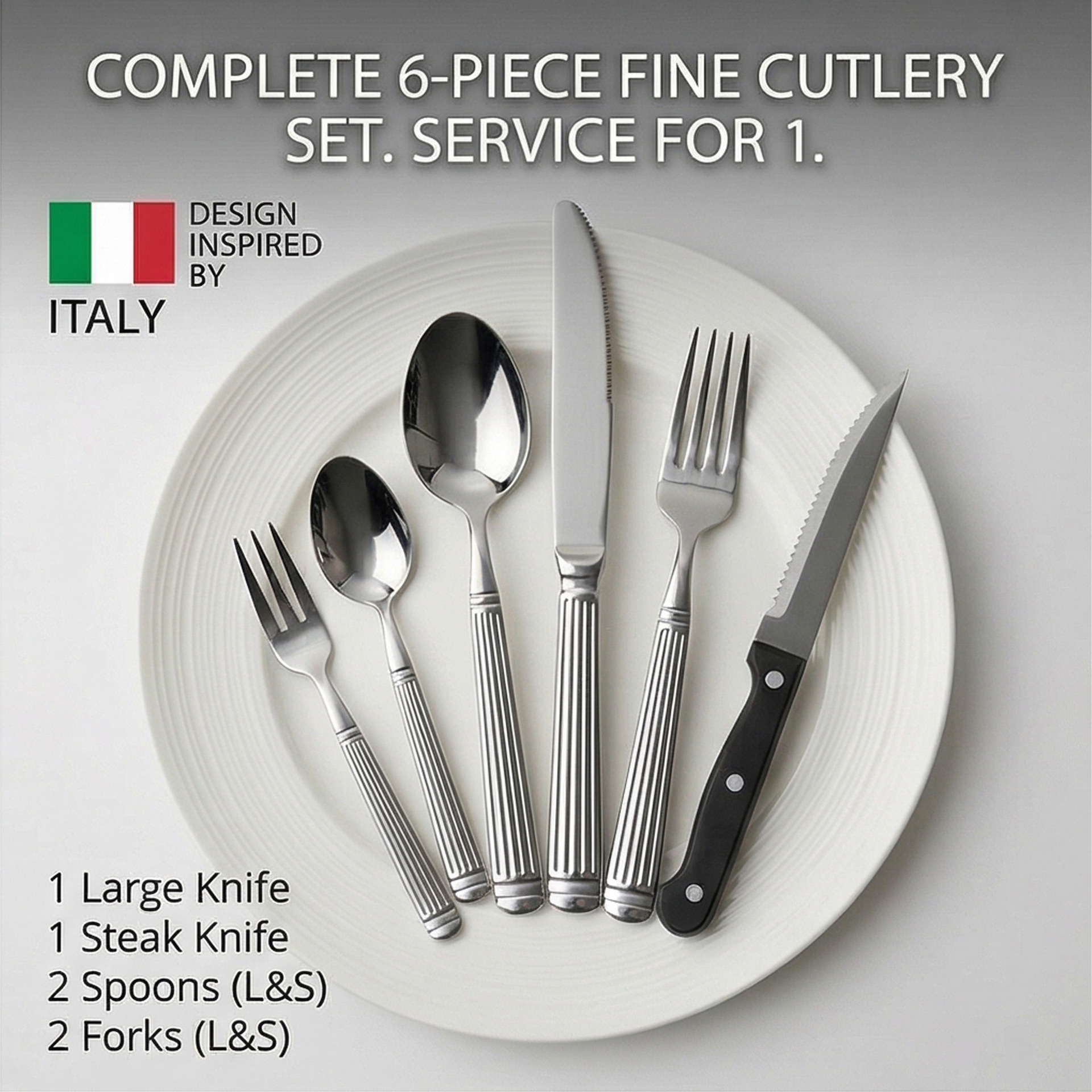OZON conjunto de cubiertos de columna romana 6 piezas principales espejo pulido cubiertos de hotel cuchillo de comida occidental tenedor cuchara cuchillo de filete