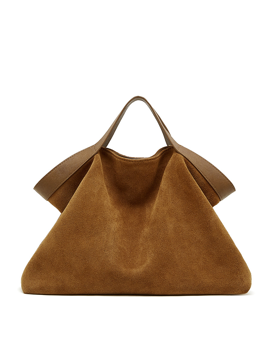 Retro Matte New Season Shoulder Bag Large Capacity Premium Texture Commuter Tote Bag Genuine Leather Women's Contrast Color Crossbody Bag - Thumbnail 7