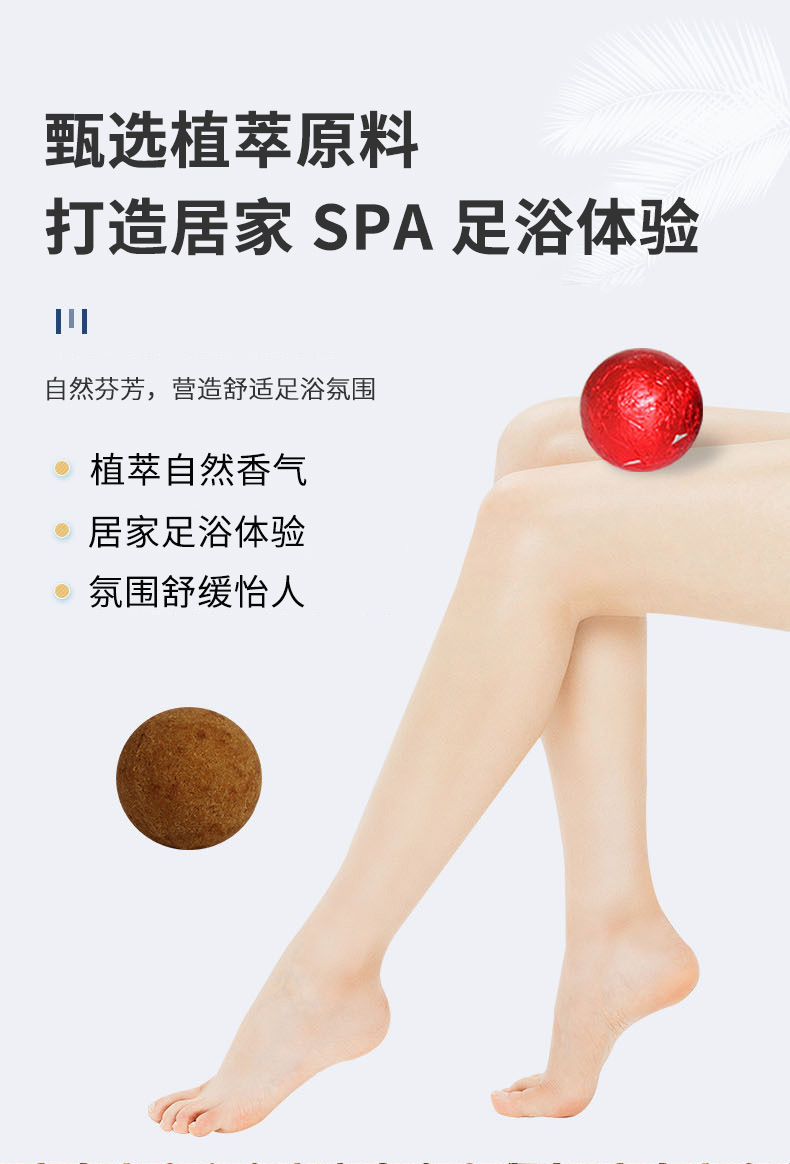 Safflower & Mugwort Foot Soak Balls Herbal Foot Bath 10 Count Box in use