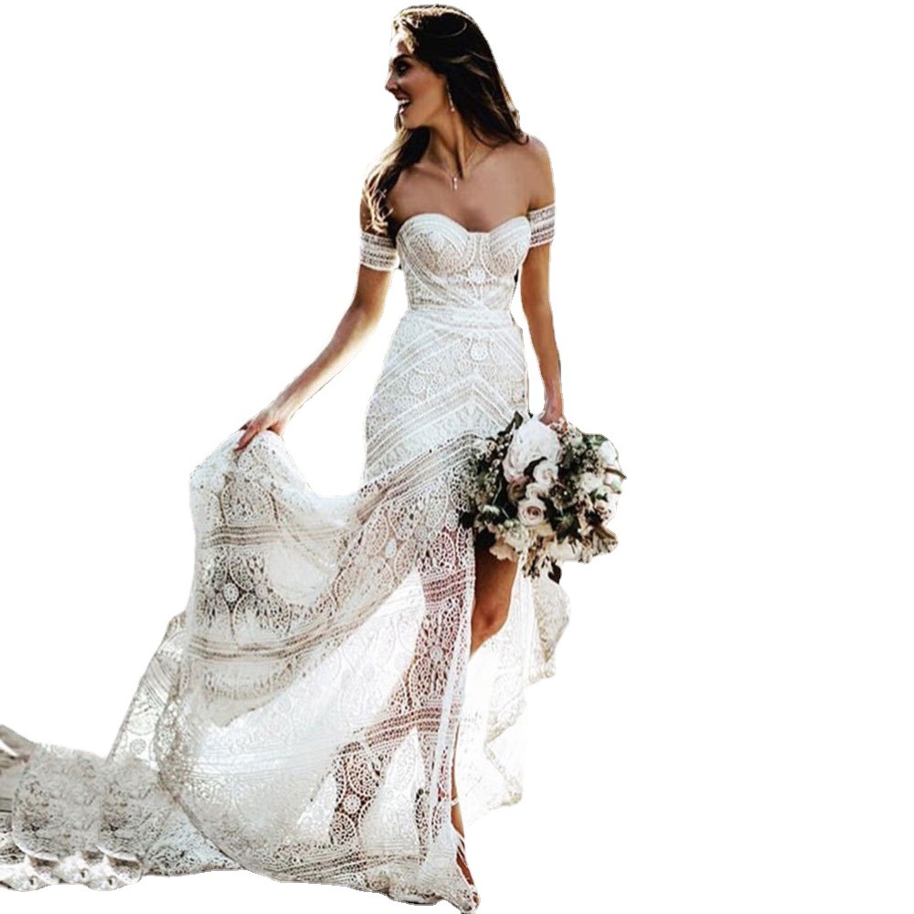 El Comercio Exterior de Europa y América Amazon AliExpress deseo nueva boda tubo Top sexy encaje delgado vestido noche cola pescado image 5