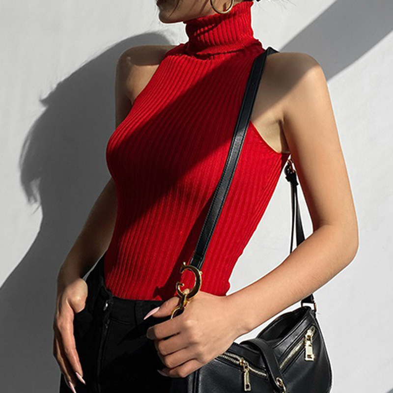 2026 Summer New Style Hong Kong-Style Red Turtleneck Knit Sweater for Girls, Sexy Hot Girl Inner Wear Tight-Fitting Top 2026 Summer New Style Hong Kong-Style Red Turtleneck Knit Sweater for Girls, Sexy Hot Girl Inner Wear Tight-Fitting Top