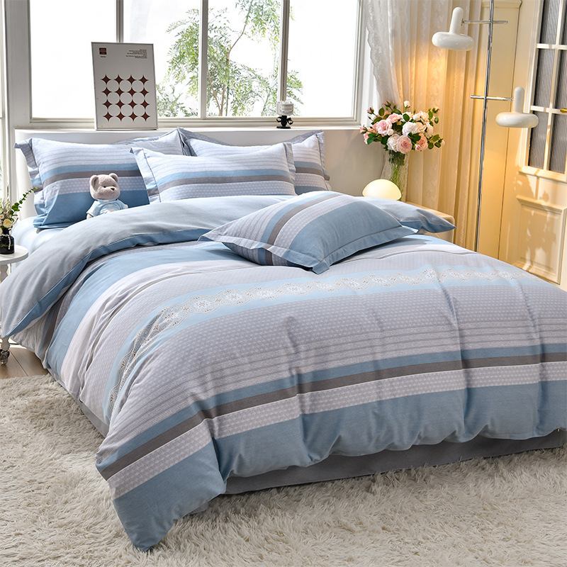 Copripiumino e lenzuolo da letto in puro cotone spazzolato semplice di classe A, set da tre pezzi per regalo di compleanno o per eventi._voghion.com