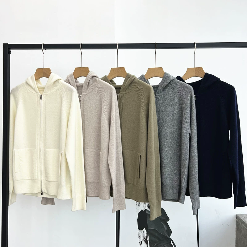 Новинка LP: женский кардиган на молнии с капюшоном, рукавами реглан, карманами, прямого кроя, из кашемира, для осени и зимы