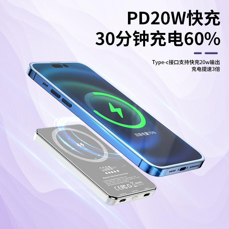 クロスボーダー適用iphoneアップル16マグネットワイヤレス充電宝pd20w急速充電マグセーフモバイル電源|undefined