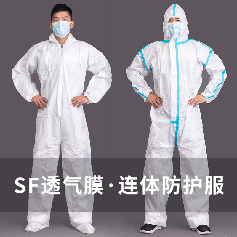 disposable Protective clothing Cap Conjoined whole body Protective clothing Train aircraft quarantine Large white Virus coverall