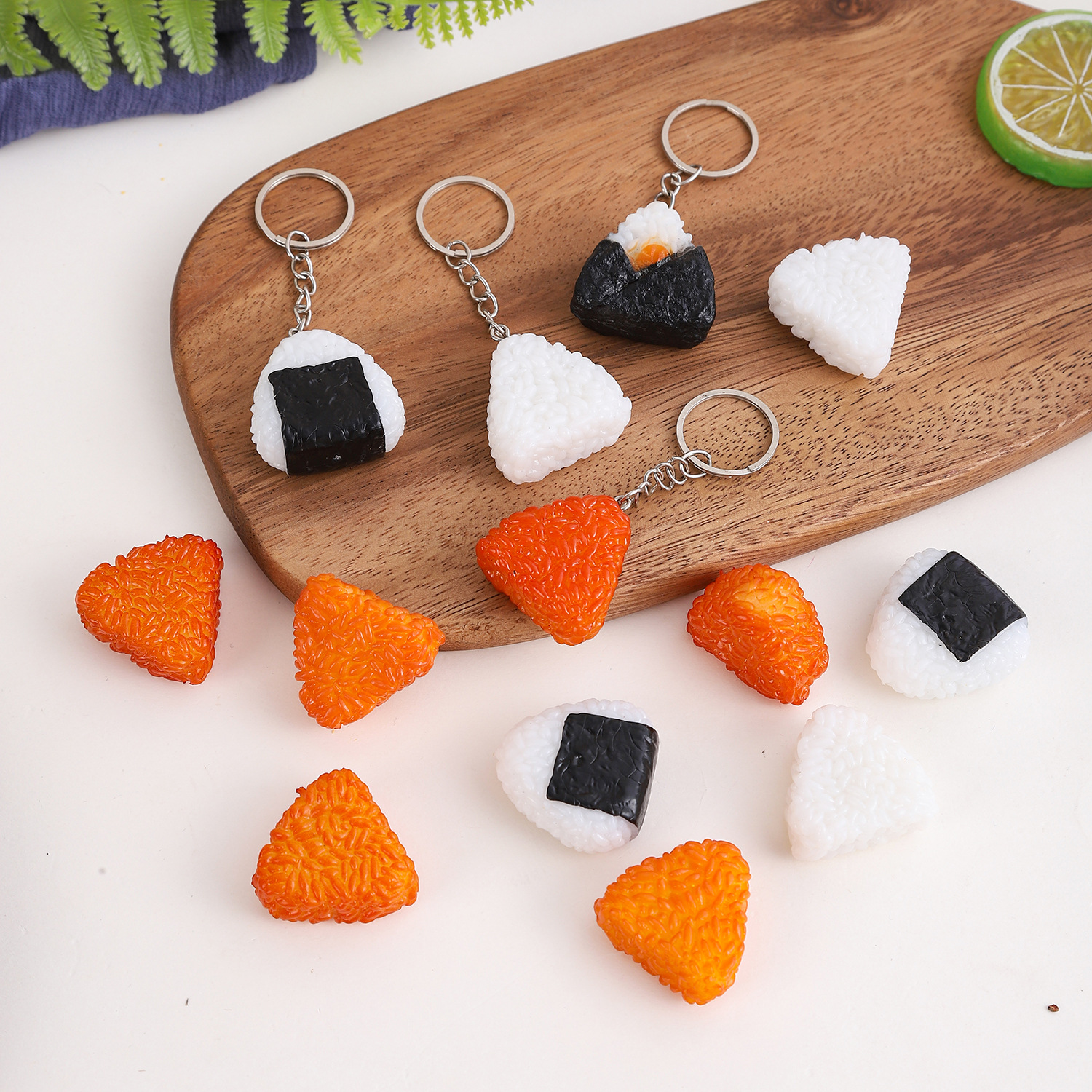 迷你日式仿真食物三角饭团寿司模型仿真日式料理寿司钥匙扣挂件
