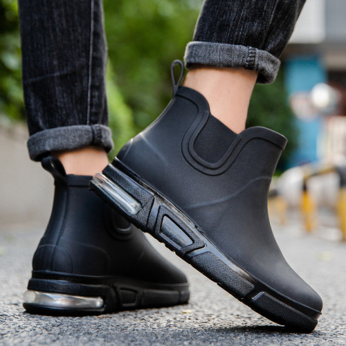 Cross-border fashionable rain boots for men, non-slip kitchen rubber shoes for outer wear, thick soles, comfortable waterproof rain boots, outdoor waterproof fishing shoes