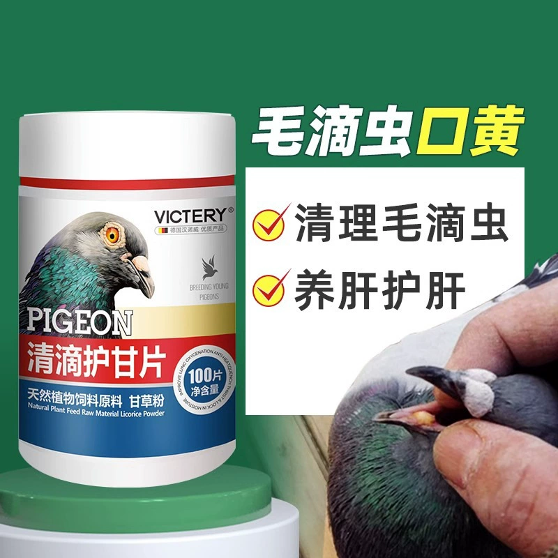 Падения ясности медицины голубя и защищают планшеты Ган 100 планшетов/предохранение от печени точки рта Трихомонас чистки голубя размножения голубя бутылки молодого желтое и белое