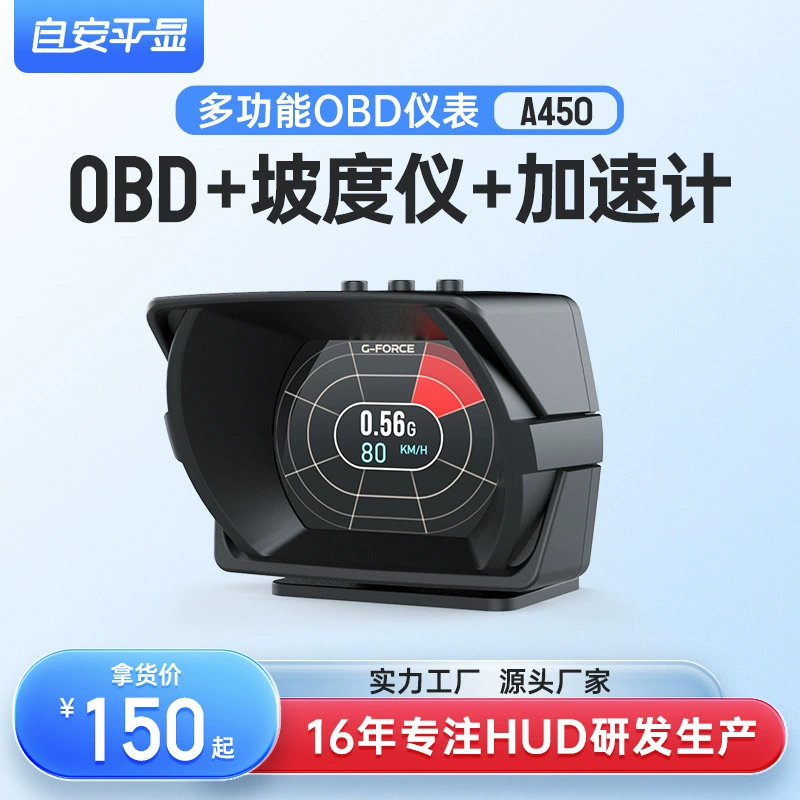 Zhi'anping дисплей HUD, проекционный дисплей, многофункциональная OBD-панель приборов с GPS и инклинометром A450 для гоночных автомобилей.