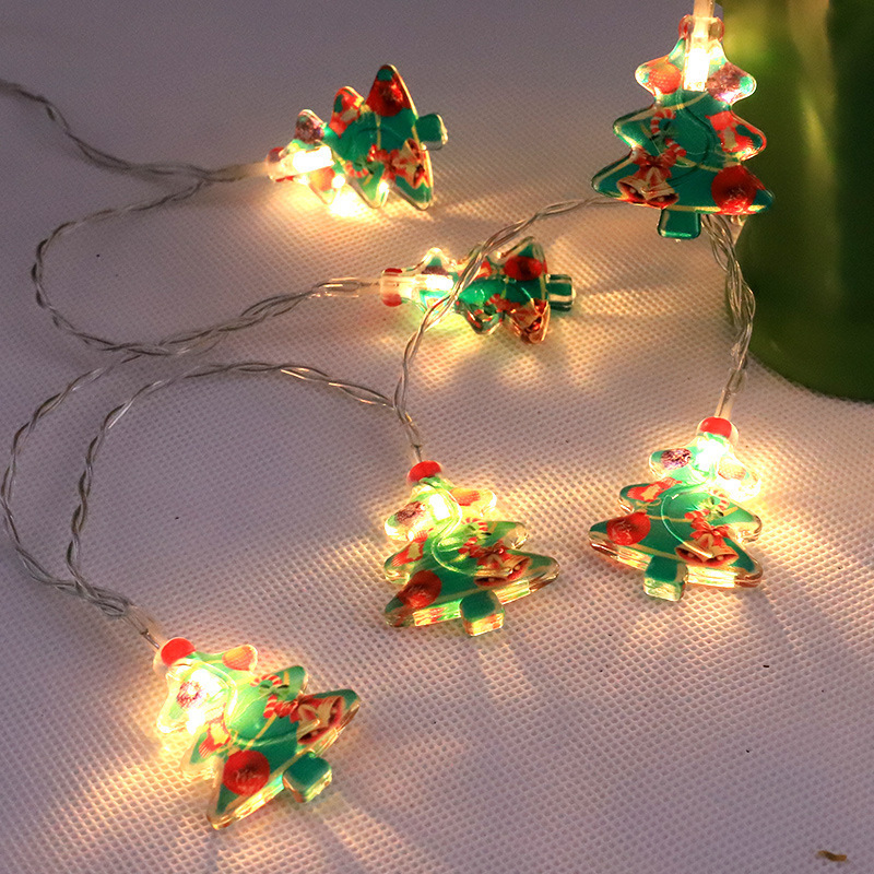 Decoraciones navideñas, Papá Noel brillante, muñeco de nieve de Navidad, arreglo de cadena de luces, decoraciones colgantes para árbol de Navidad, linternas pequeñas led