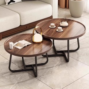 Minimalist Style Internet Celebrity Round Coffee Table Living Room Retractable Small Tea Table Light Luxury Advanced Modern Combination Round Table