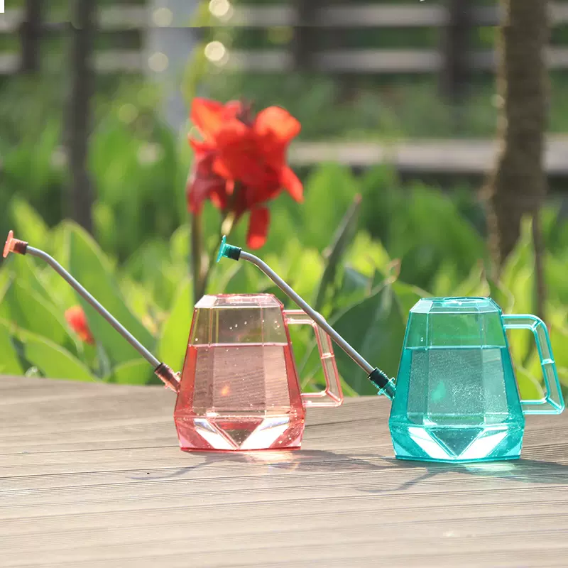 不锈钢长嘴塑料洒水壶家用浇花壶八边形淋花盆栽浇水养花园艺工具