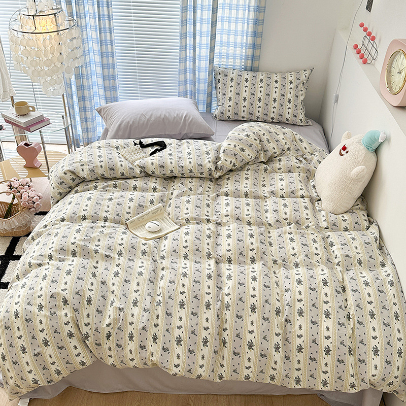 Sábana floral de algodón Juego de cuatro piezas Funda de edredón de algodón 100 Funda de almohada Juego de cama de tres piezas Se puede lavar a máquina 25 modelos domésticos