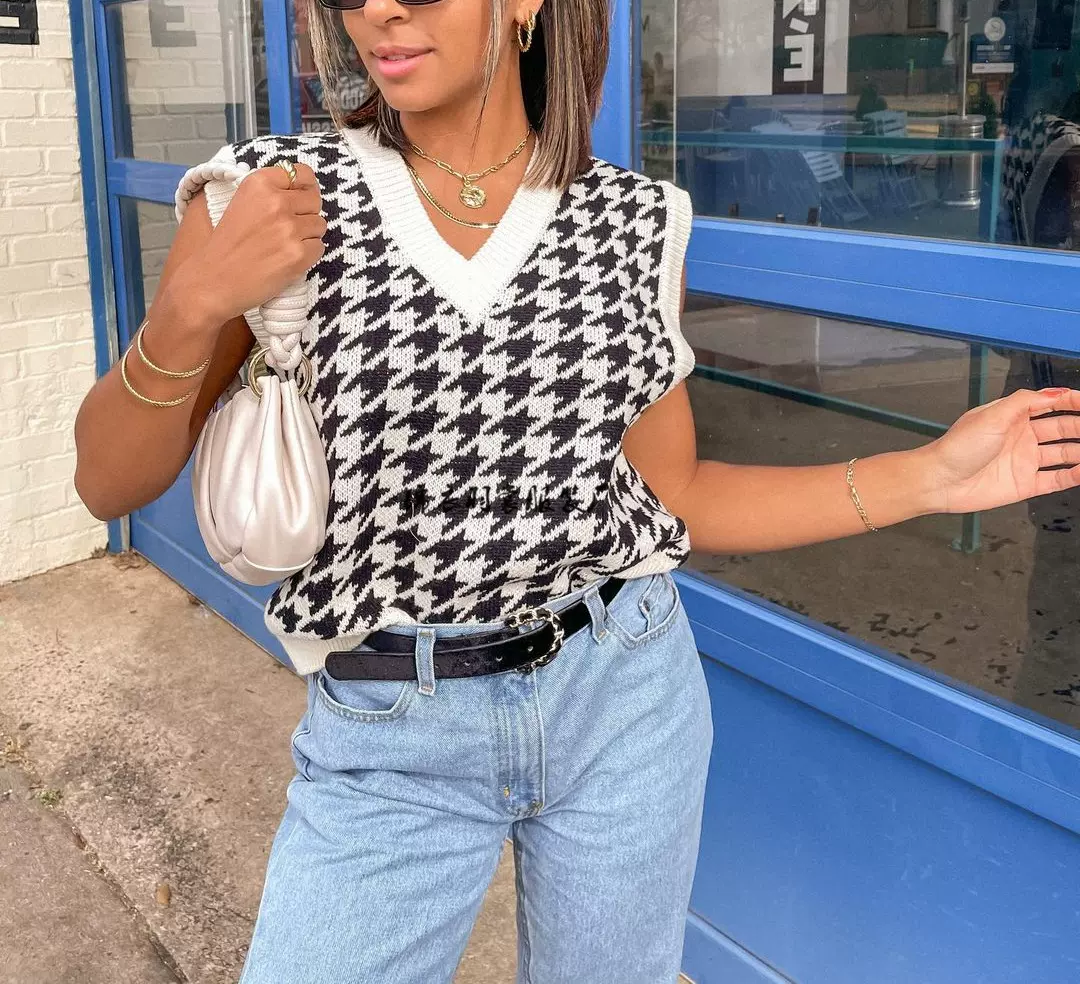 2025新款欧美外贸亚马逊速卖通大码女装宽松个性时尚短款格子马甲