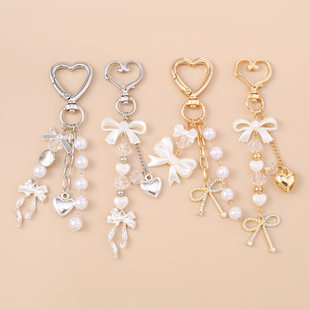 (Cross-border trading), fashionable three dimensional jewelry for keys, keychain with zipper pearl with bow, European style, city style