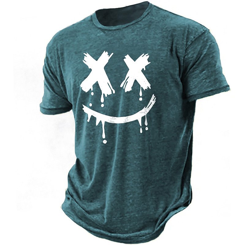 Camiseta de manga corta con cuello redondo impreso en 3D para hombres transfronterizos europeos y americanos de verano Camiseta de tendencia casual para hombres jóvenes