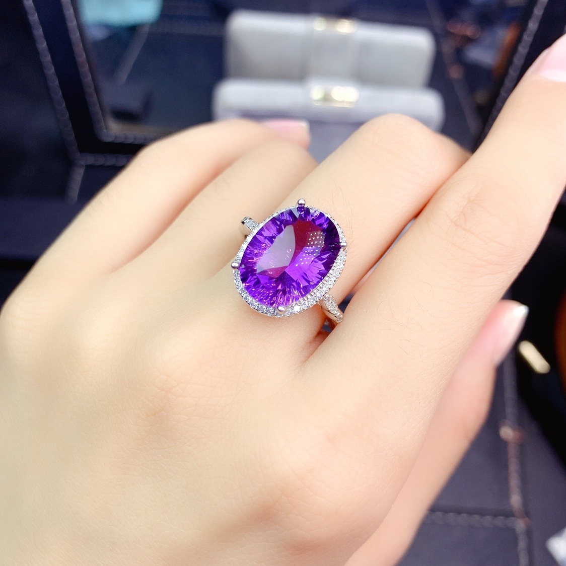 Elegant Square Copper Plating Zircon Open Ring 1 Piece