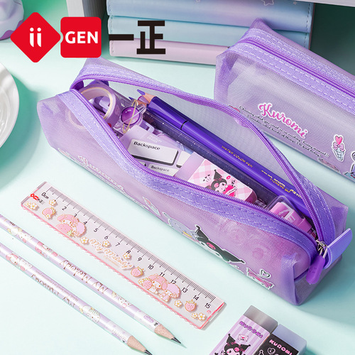 iigen Yizheng stationery Sanrio family image mesh pencil bag cartoon cute student style mesh pencil bag