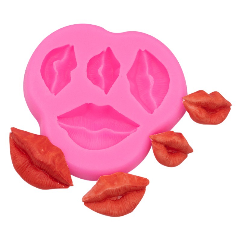 Juego de labios Molde de silicona DIY horneado chocolate fondant accesorios decorativos arcilla yeso goteo hecho a mano