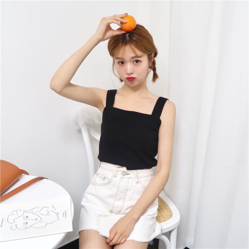 Small suspender vest women's design niche summer inner lining white base shirt French short top wear outside