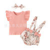 Colored set for new born girl's, bodysuit, trousers, European style, flowered