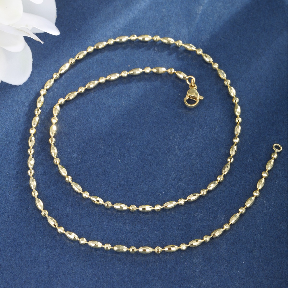 Xuping joyería aleación de invierno y otoño de mijo collar de perlas oval simple cadena collar de perlas de oliva mujer