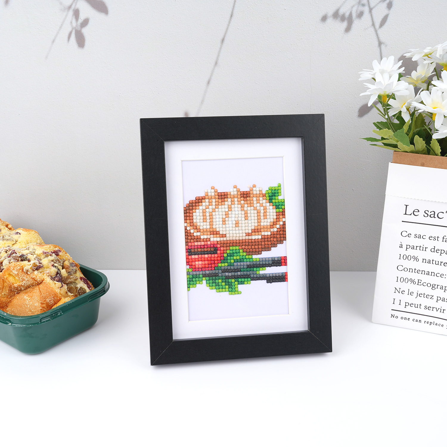 Diamante transfronterizo 5D pintado 5 * 7 pulgadas sin marco comida tradicional hamburguesa patatas fritas bebidas frutas independientes estaciones calientes